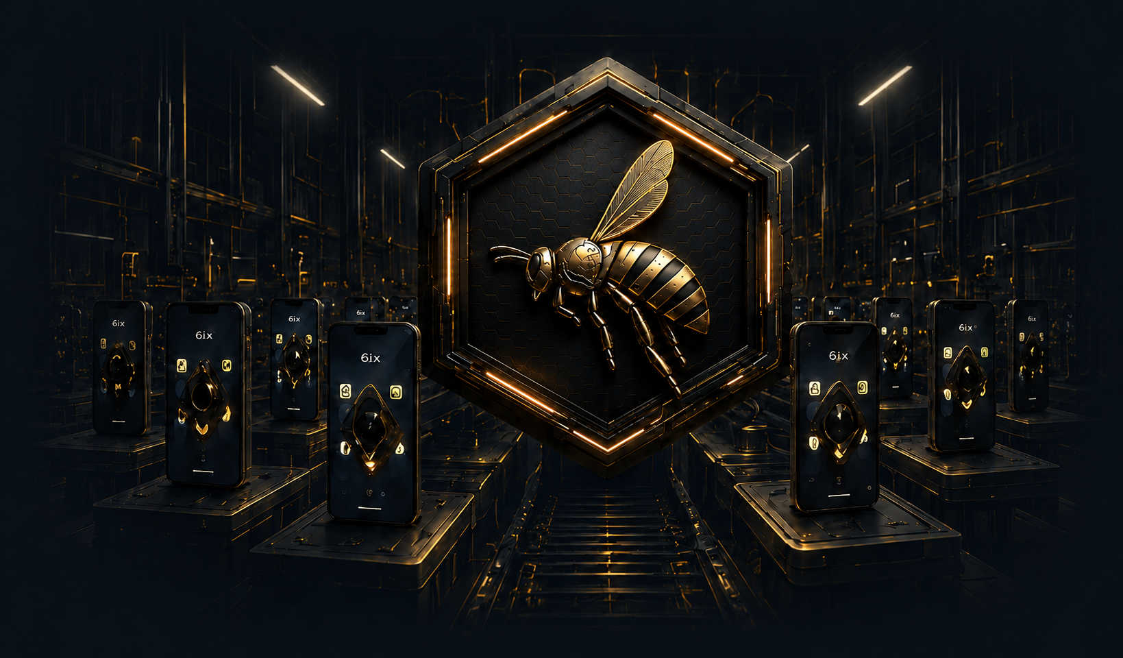 MediaRoy S smartphones surrounding a central module with the brand bee